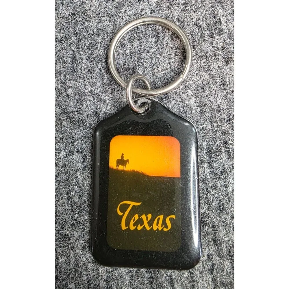 Texas Sunset Keychain With Cowboy Silhouette
